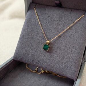 Lucy Williams Square Malachite Necklace